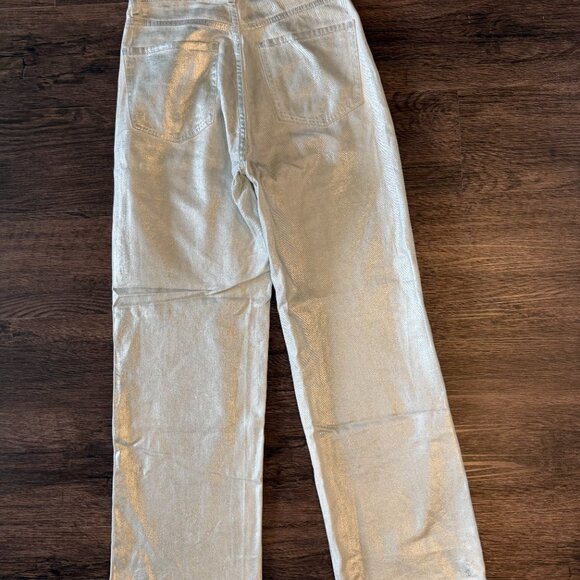 METALLIC SILVER PAINTED JEANS - Picture 3 of 4